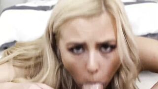 Rough mouth fucking a hot blonde babe with big junk