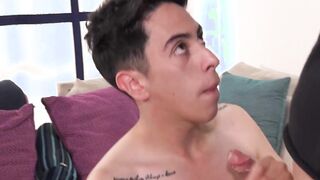 Latino twink Nate Wayne rides nerdy stud Vincent Landi dick