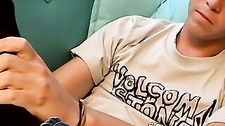 Blond twink Colby Bonds cums load after stroking his cock