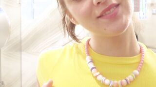 Natural tits Eurobabe Oxana Chick solo bathroom masturbation