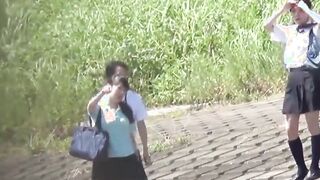 Japanese schoolgirls go to their favorite place to pee
