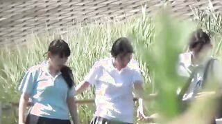 Japanese schoolgirls go to their favorite place to pee