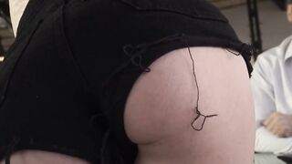 Preparing secretary's ass for anal sex