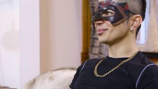 Mysterious stud accepts blowjob and teasing from a dude