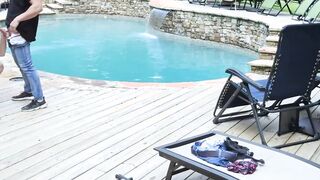 Aiden Asher and jock Jax Thirio having poolside barebacking