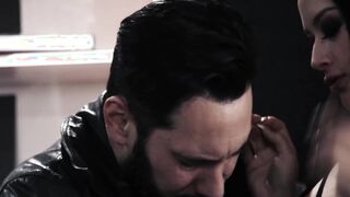 Goth stunner Katrina Jade riding cock at her workplace