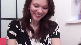 English redhead in hot pants pleasures nerd with fellatio