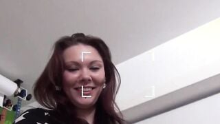 English redhead in hot pants pleasures nerd with fellatio