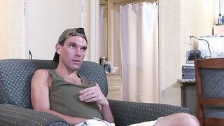 Hot and cute Joshua Kelly jerking and stroking his fat cock