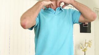 Handsome stud teases before a cum blasting jerk off