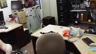 Redhead teen sucks pawnshop sellers cock POV before fucking