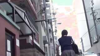 Japanese schoolgirl babes filmed by watchful voyeur