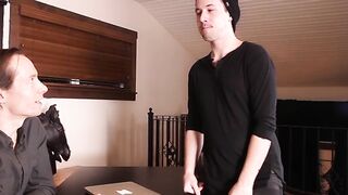 Hot chubby goth babe sucks a fat cock for her extra tip