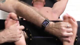 Big dick and muscular Frey getting feet tickle by his friend