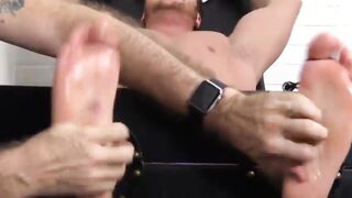 Big dick and muscular Frey getting feet tickle by his friend