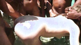 Petite White Girl Aliya Brynn Blowbangs A Bunch Of Mandingo Cocks In Pool