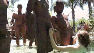 Petite White Girl Aliya Brynn Blowbangs A Bunch Of Mandingo Cocks In Pool