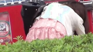 Japanese babes get their panties filmed by voyeur