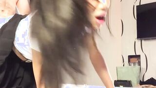 Cute Asian ladyboy girlfriend sucks dick