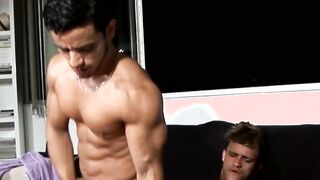 Tattooed stud from Brazil going deep inside his lover raw