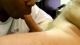 Horny Joe loves the taste of a white cock filling his mouth