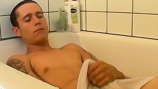Homo takes a steamy shower in his underpants and masturbates