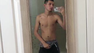 Homemade video with cellphone camera of Latino jerking off
