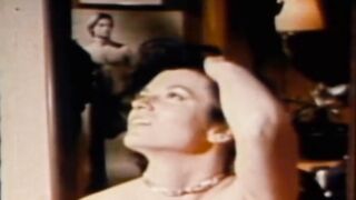 Pretty male sucks dick during vintage MMF threesome
