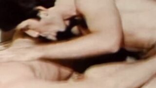 Pretty male sucks dick during vintage MMF threesome