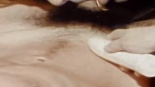 Pretty male sucks dick during vintage MMF threesome
