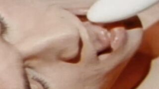 Pretty male sucks dick during vintage MMF threesome