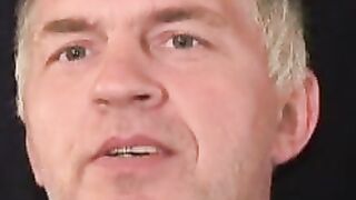 Fat hairy guy plays with his hard dick and unloads jizz