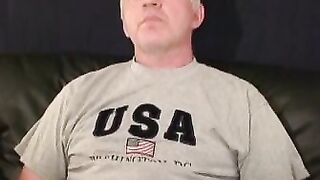 Fat hairy guy plays with his hard dick and unloads jizz