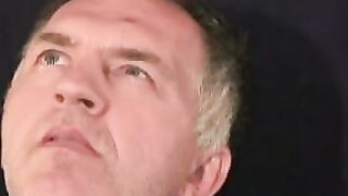Fat hairy guy plays with his hard dick and unloads jizz