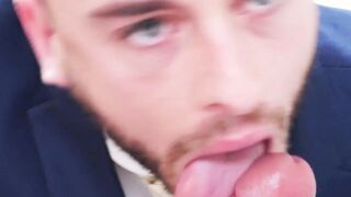 Bearded businessman Bruno Max pounding Manuel Reyes after BJ