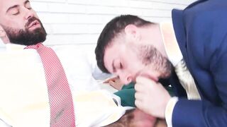 Bearded businessman Bruno Max pounding Manuel Reyes after BJ