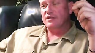 Chubby homosexual dude strokes his tiny cock and cums alone