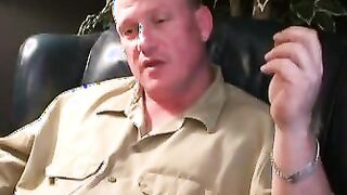 Chubby homosexual dude strokes his tiny cock and cums alone