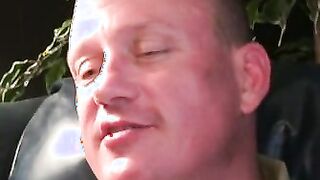 Chubby homosexual dude strokes his tiny cock and cums alone