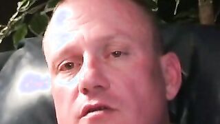 Chubby homosexual dude strokes his tiny cock and cums alone