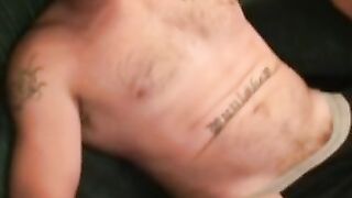 Mature pervert rubs his cock and splooges all over the place