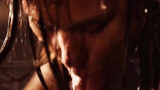 Exotic and sensual sexual experience under a strong rain