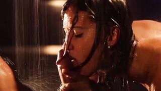 Exotic and sensual sexual experience under a strong rain