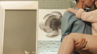 Missionary cock anal pounding for teenage cum eater