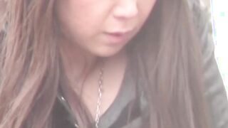 Japanese amateur playing with her pussy at a public place