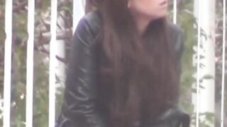 Japanese amateur playing with her pussy at a public place