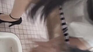 Japanese women use public restroom to pee and get filmed