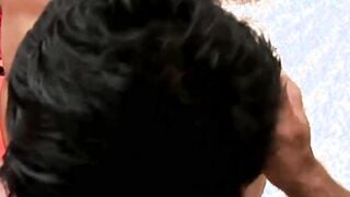 Tattooed Brazilian stud barebacks his lover missionary style