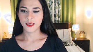 Small tits Asian trans jerks off on webcam