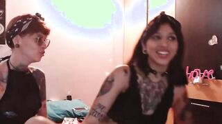 Alt amateur Latina lesbians playing on webcam